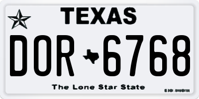 TX license plate DOR6768