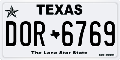 TX license plate DOR6769