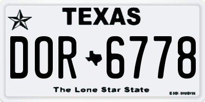 TX license plate DOR6778