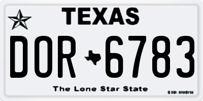 TX license plate DOR6783