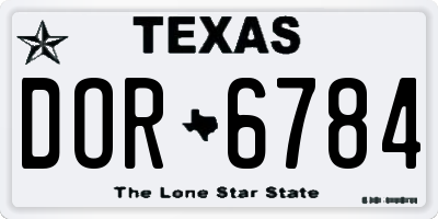 TX license plate DOR6784