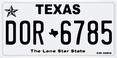 TX license plate DOR6785