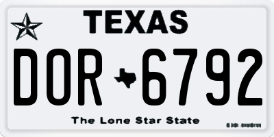 TX license plate DOR6792