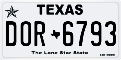 TX license plate DOR6793