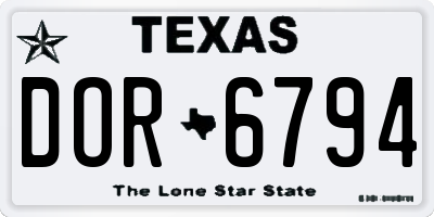 TX license plate DOR6794
