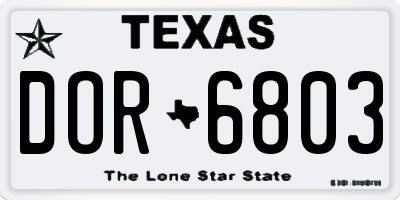 TX license plate DOR6803