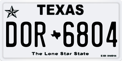 TX license plate DOR6804