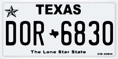 TX license plate DOR6830