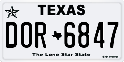 TX license plate DOR6847