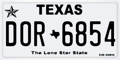 TX license plate DOR6854