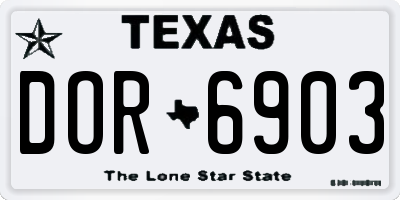 TX license plate DOR6903