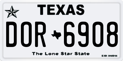 TX license plate DOR6908