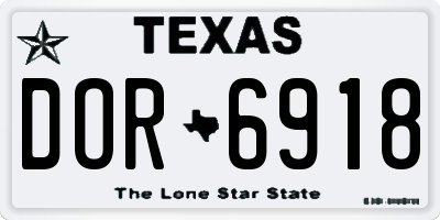 TX license plate DOR6918