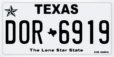 TX license plate DOR6919