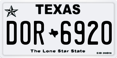 TX license plate DOR6920