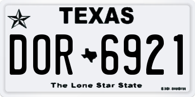 TX license plate DOR6921