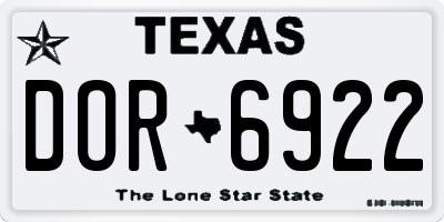 TX license plate DOR6922