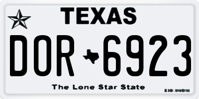 TX license plate DOR6923