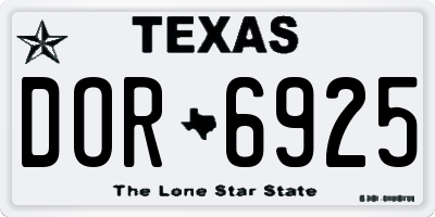 TX license plate DOR6925