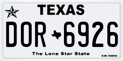 TX license plate DOR6926