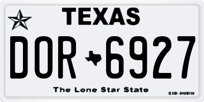 TX license plate DOR6927