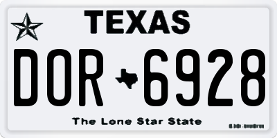 TX license plate DOR6928