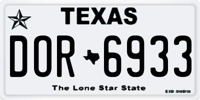 TX license plate DOR6933