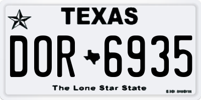 TX license plate DOR6935