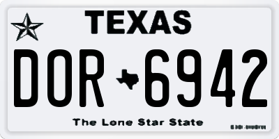 TX license plate DOR6942