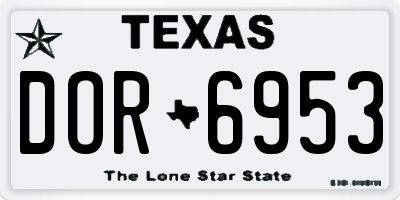 TX license plate DOR6953