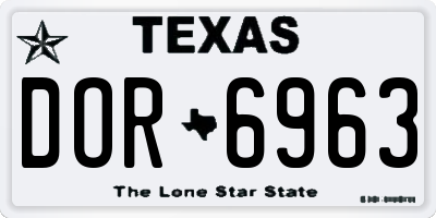 TX license plate DOR6963