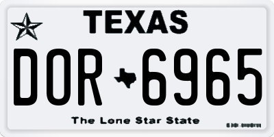 TX license plate DOR6965