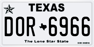 TX license plate DOR6966