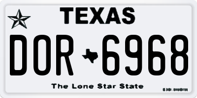 TX license plate DOR6968