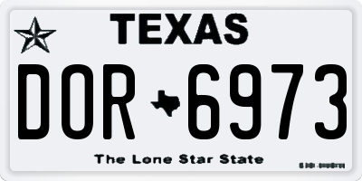 TX license plate DOR6973