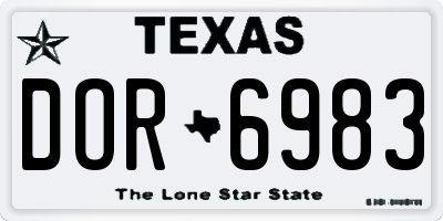 TX license plate DOR6983