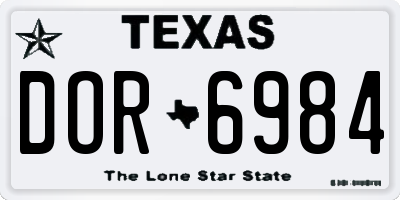 TX license plate DOR6984