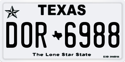 TX license plate DOR6988