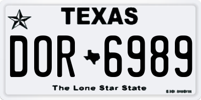 TX license plate DOR6989