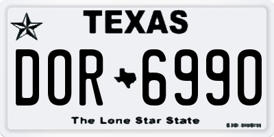 TX license plate DOR6990
