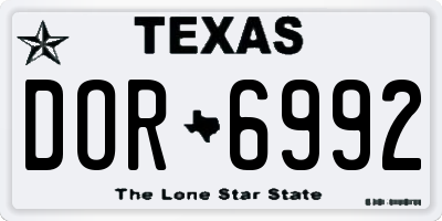 TX license plate DOR6992