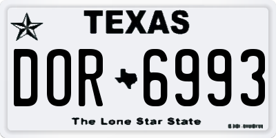 TX license plate DOR6993