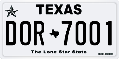 TX license plate DOR7001