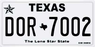 TX license plate DOR7002