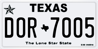 TX license plate DOR7005
