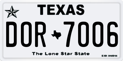 TX license plate DOR7006