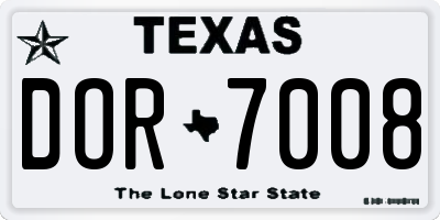 TX license plate DOR7008