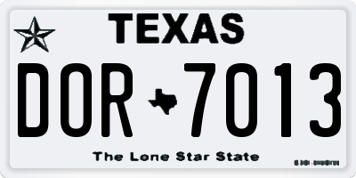 TX license plate DOR7013
