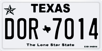 TX license plate DOR7014