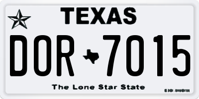 TX license plate DOR7015
